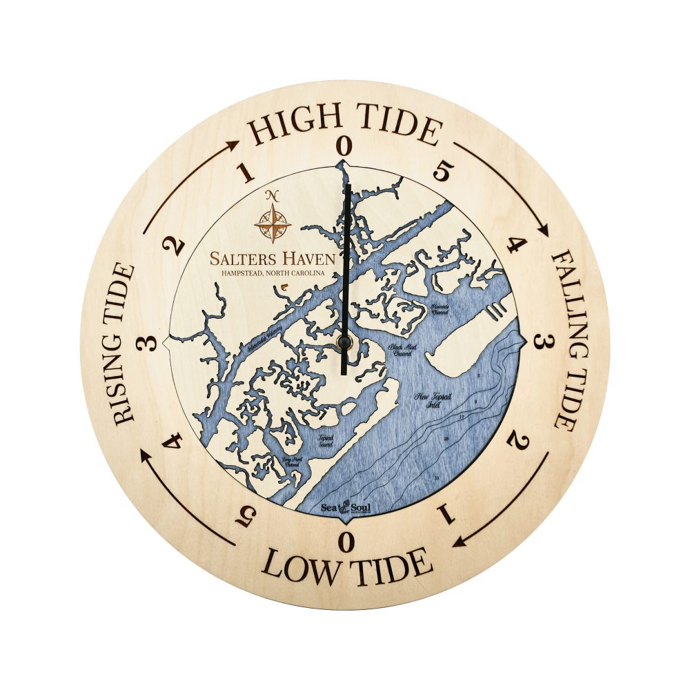 Salters Haven Tide Clock Birch Accent with Deep Blue Water