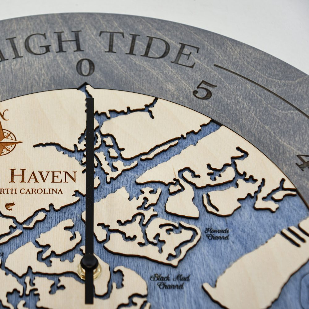Salters Haven Tide Clock Driftwood Accent with Deep Blue Water Detail Shot 2