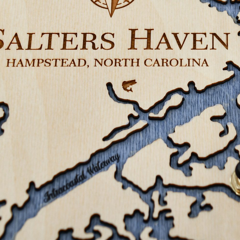 Salters Haven Tide Clock Birch Accent with Deep Blue Water Detail Shot 4