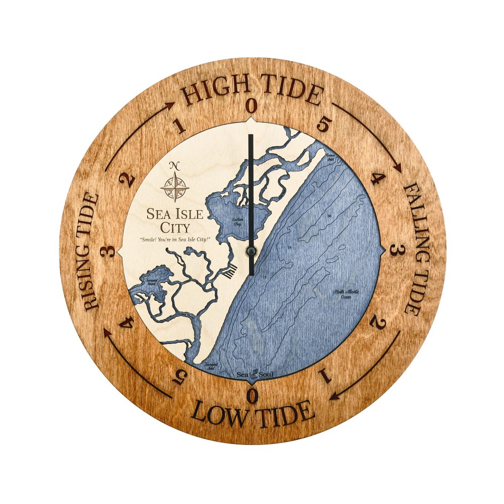 Sea Isle City Tide Clock Americana Accent with Deep Blue Water
