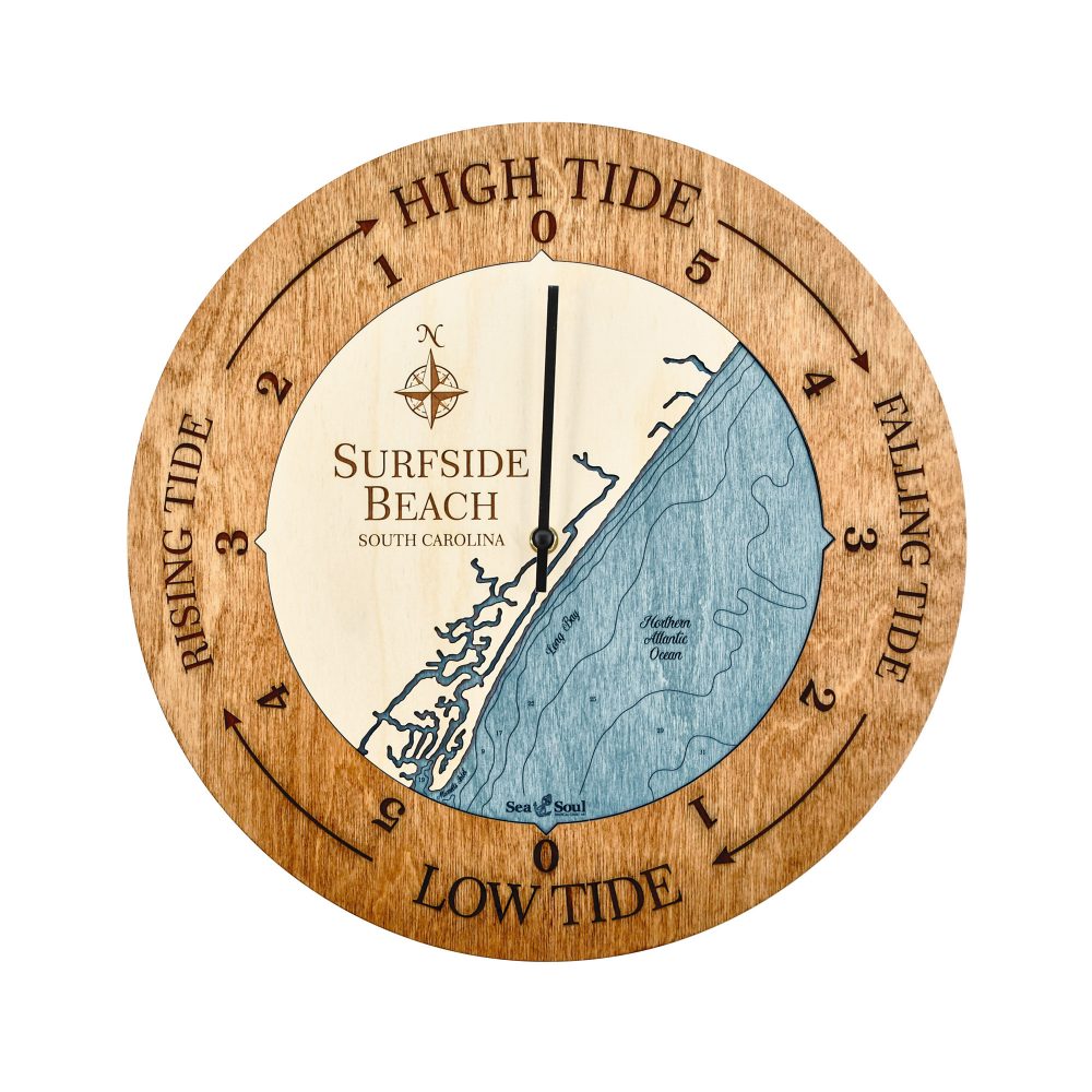 Surfside Beach Tide Clock Americana Accent with Blue Green Water
