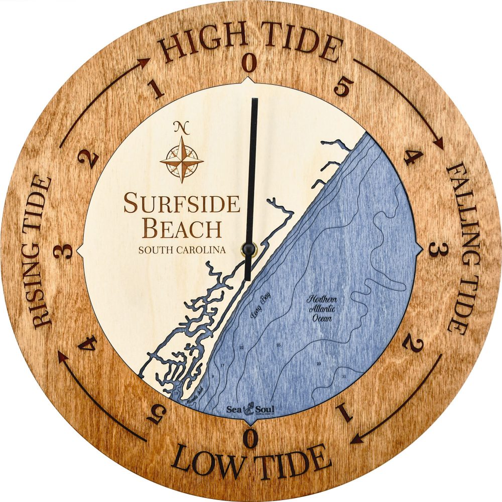 Surfside Beach Tide Clock Americana Accent with Deep Blue Water Product Shot