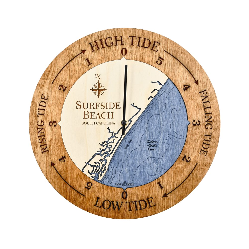 Surfside Beach Tide Clock Americana Accent with Deep Blue Water
