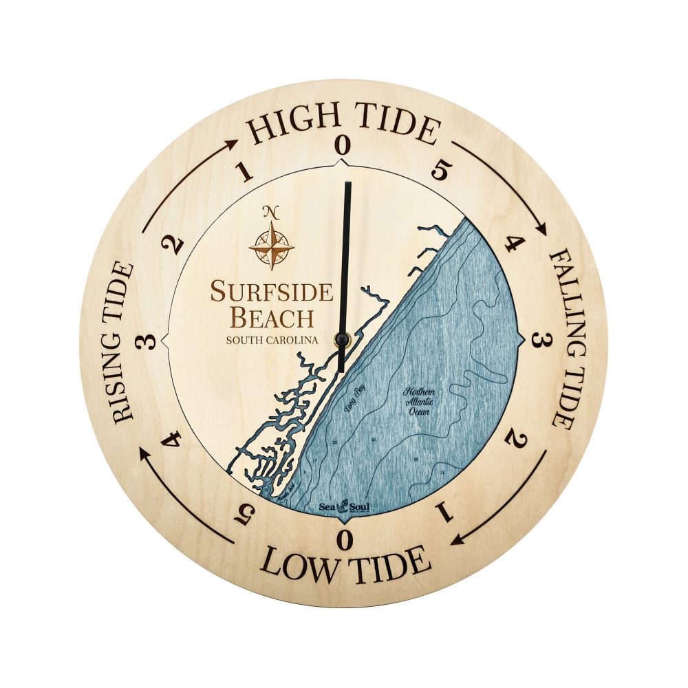 Surfside Beach Tide Clock Birch Accent with Blue Green Water