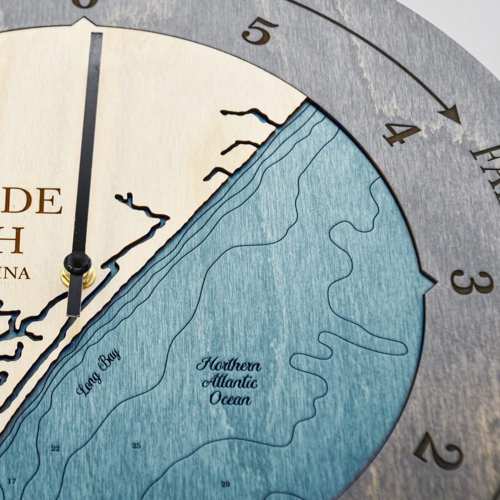 Surfside Beach Tide Clock Driftwood Accent with Blue Green Water Detail Shot 2