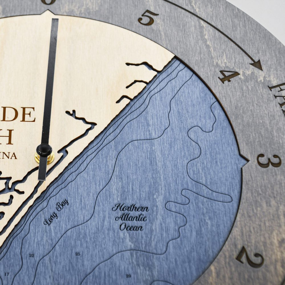 Surfside Beach Tide Clock Driftwood Accent with Deep Blue Water Detail Shot 2