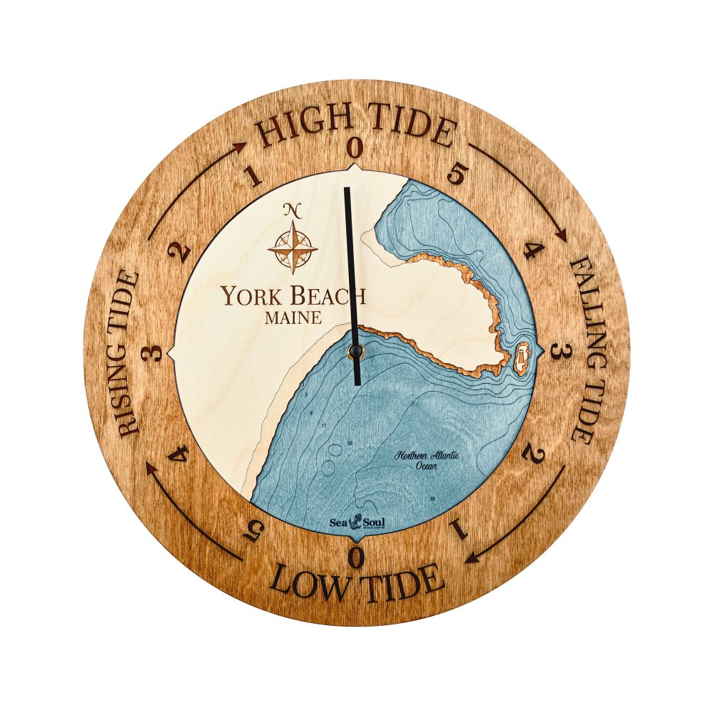 York Beach Tide Clock Americana Accent with Blue Green Water