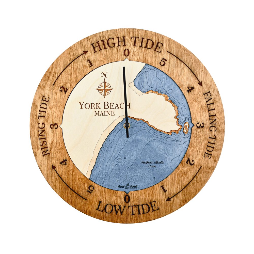 York Beach Tide Clock Americana Accent with Deep Blue Water