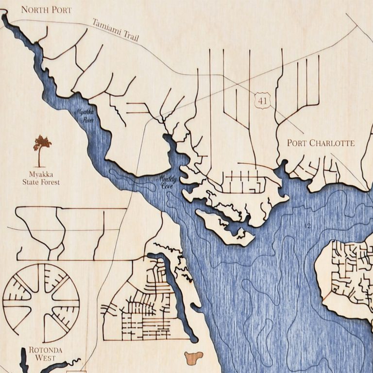 Cape Coral Wall Art TwoLevel 3D Wood Map Sea and Soul Charts