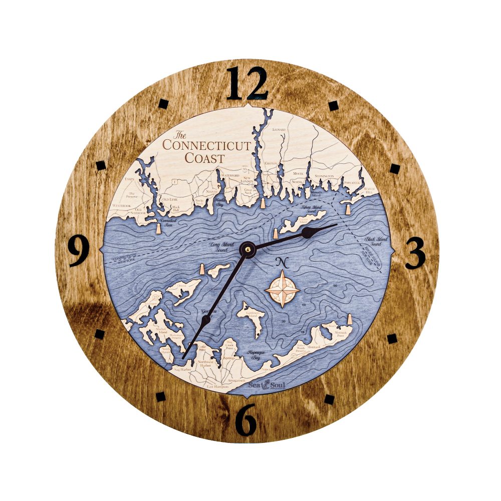 Connecticut Coast Nautical Clock Americana Accent with Deep Blue Water