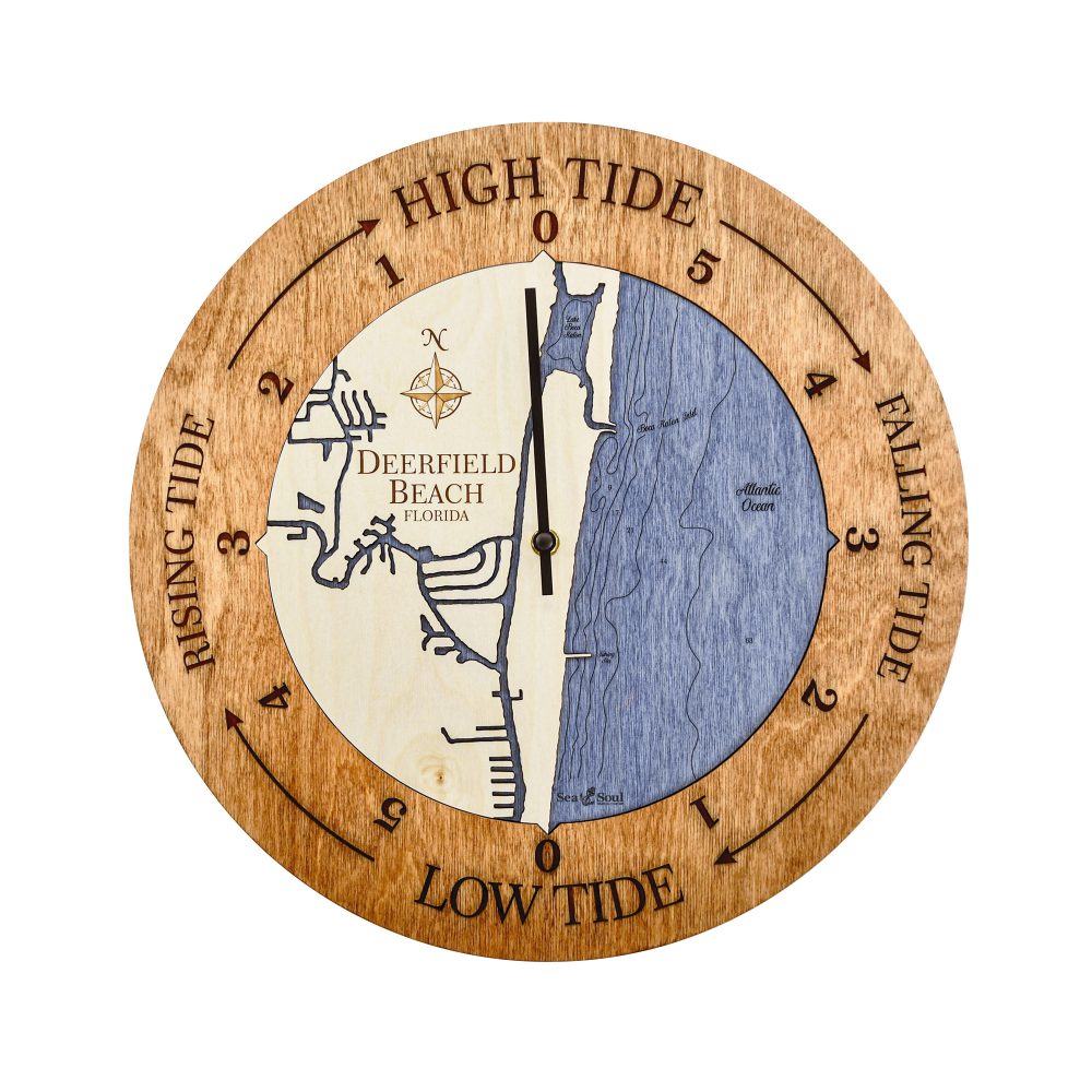 Deerfield Beach Tide Clock Americana Accent with Deep Blue Water