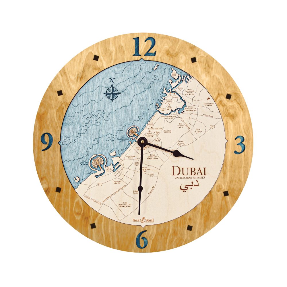 Dubai Nautical Clock Honey Accent with Blue Green Water