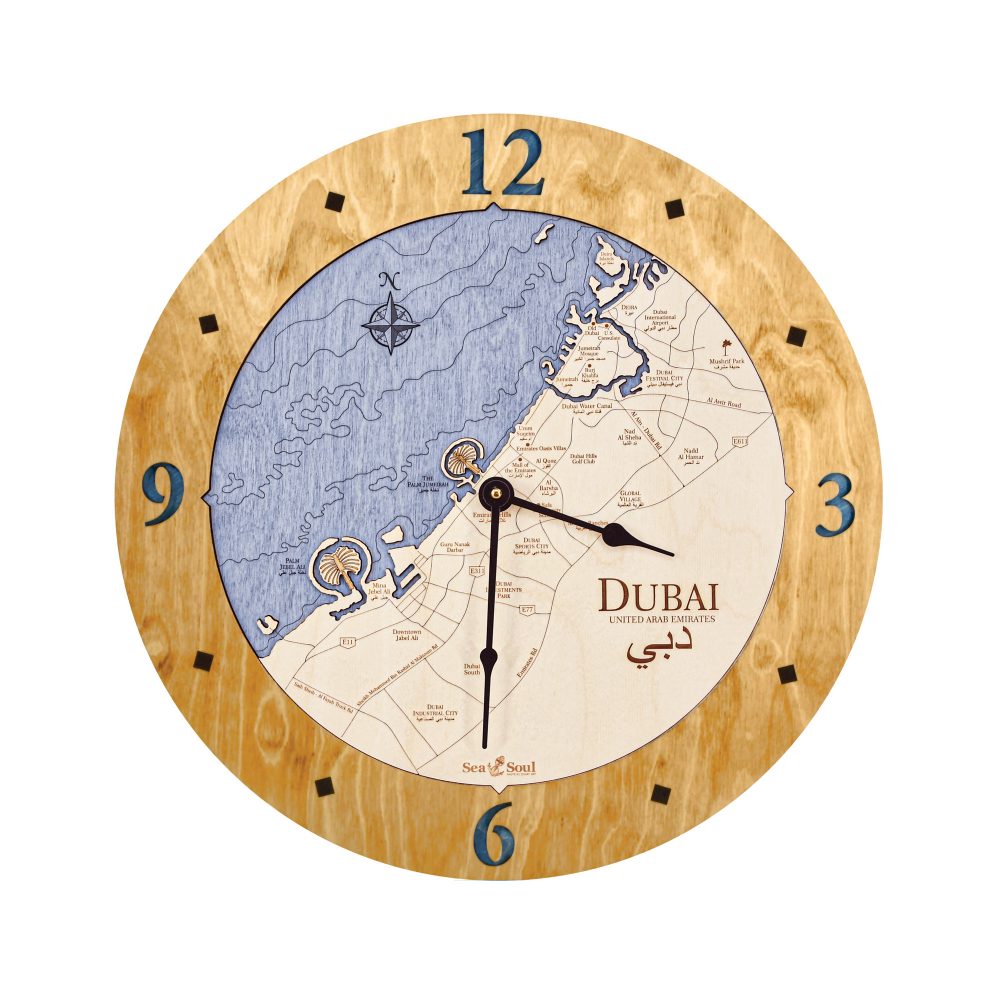 Dubai Nautical Clock Honey Accent with Deep Blue Water