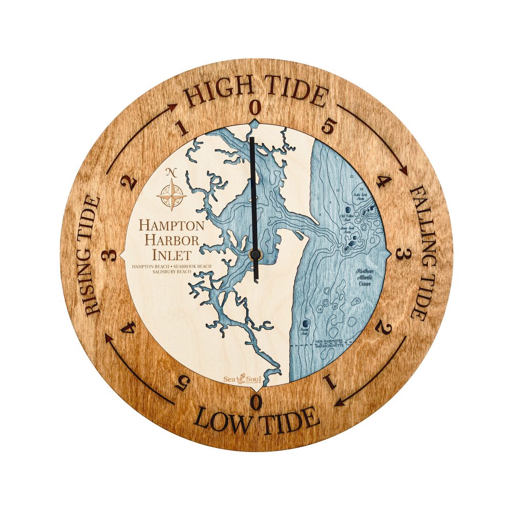 Hampton Harbor Inlet Tide Clock Americana Accent with Blue Green Water