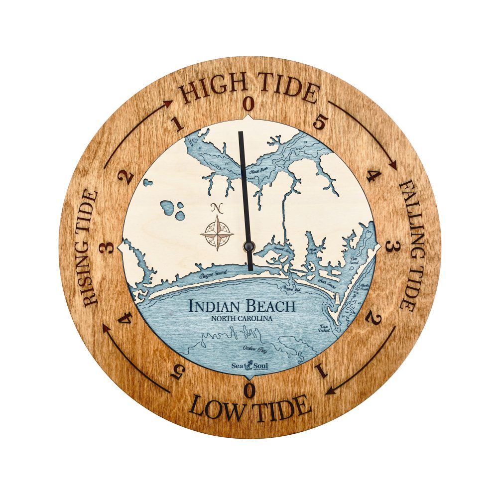 Indian Beach Tide Clock Americana Accent with Blue Green Water