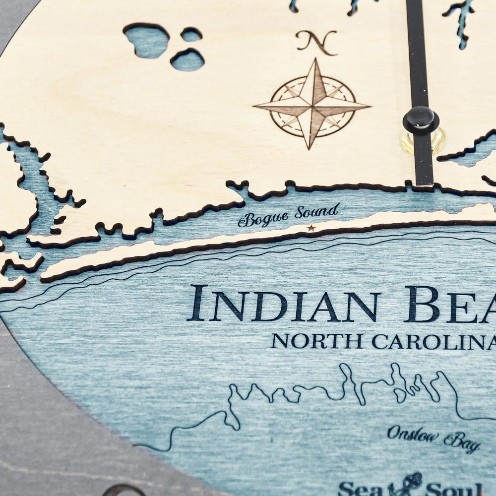 Indian Beach Tide Clock Driftwood Accent with Blue Green Water Detail Shot 1