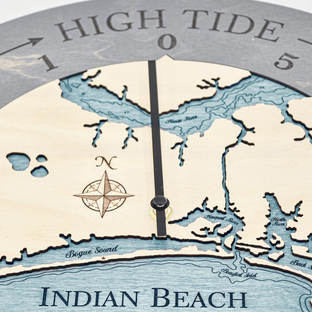 Indian Beach Tide Clock Driftwood Accent with Blue Green Water Detail Shot 3