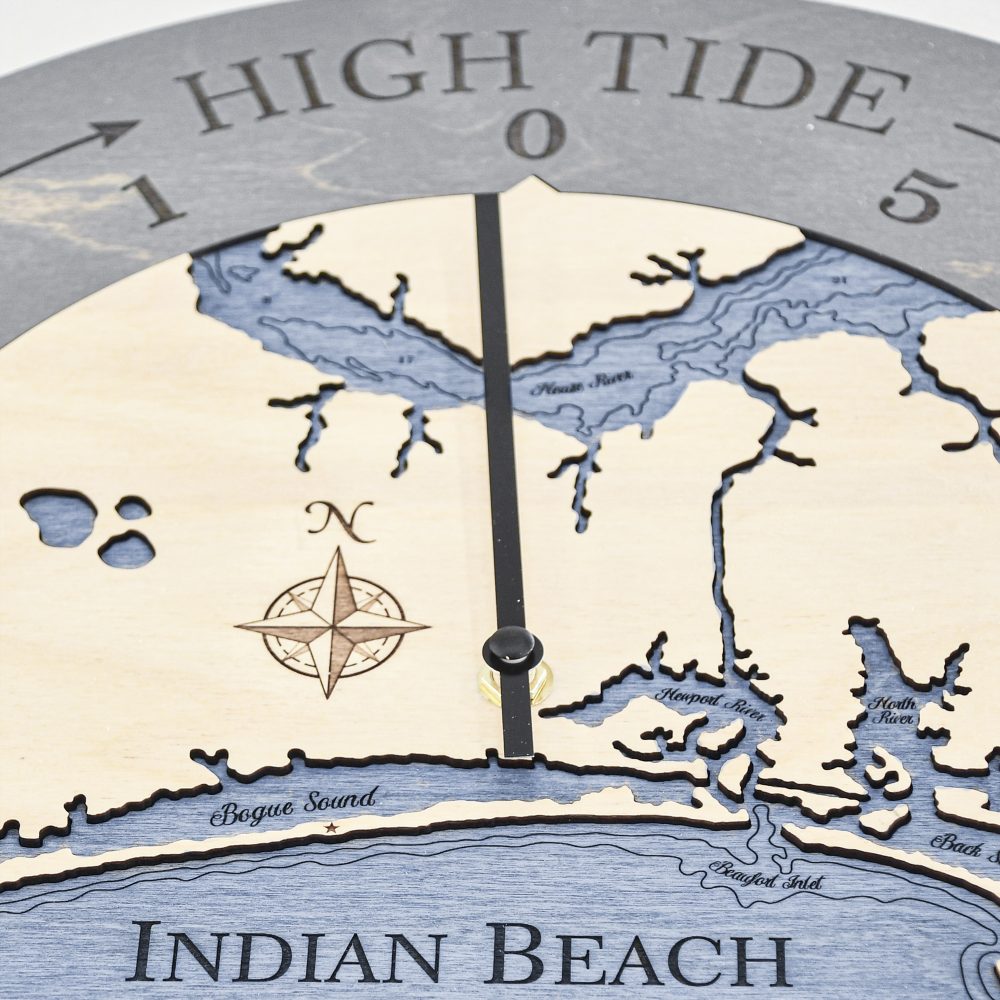 Indian Beach Tide Clock Driftwood Accent with Deep Blue Water Detail Shot 3