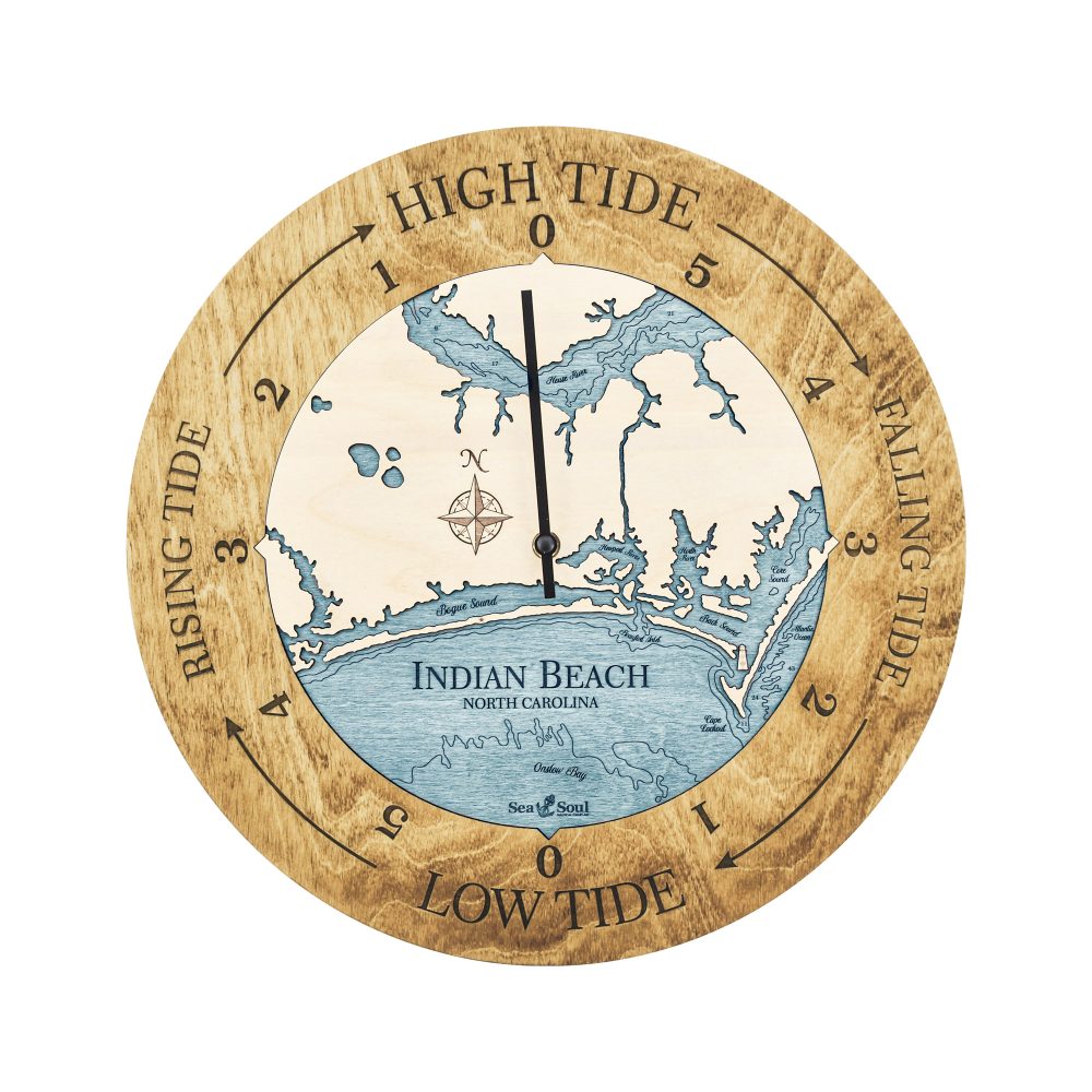 Indian Beach Tide Clock Honey Accent with Blue Green Water