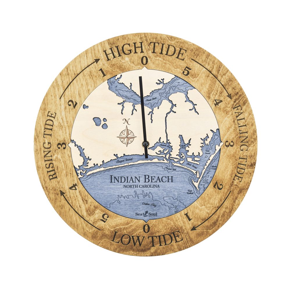 Indian Beach Tide Clock Honey Accent with Deep Blue Water