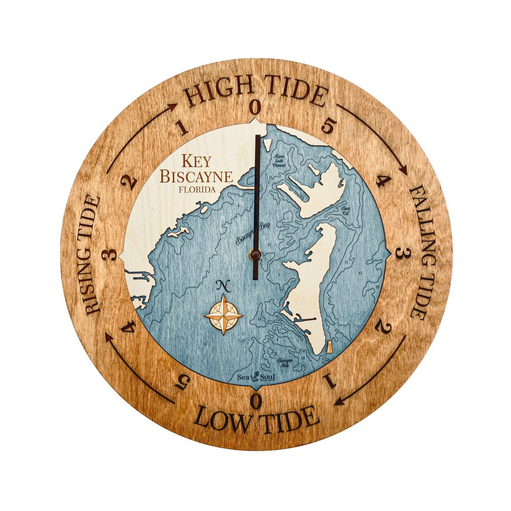 Key Biscayne Tide Clock Americana Accent with Blue Green Water