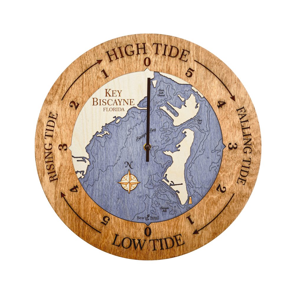 Key Biscayne Tide Clock Americana Accent with Deep Blue Water