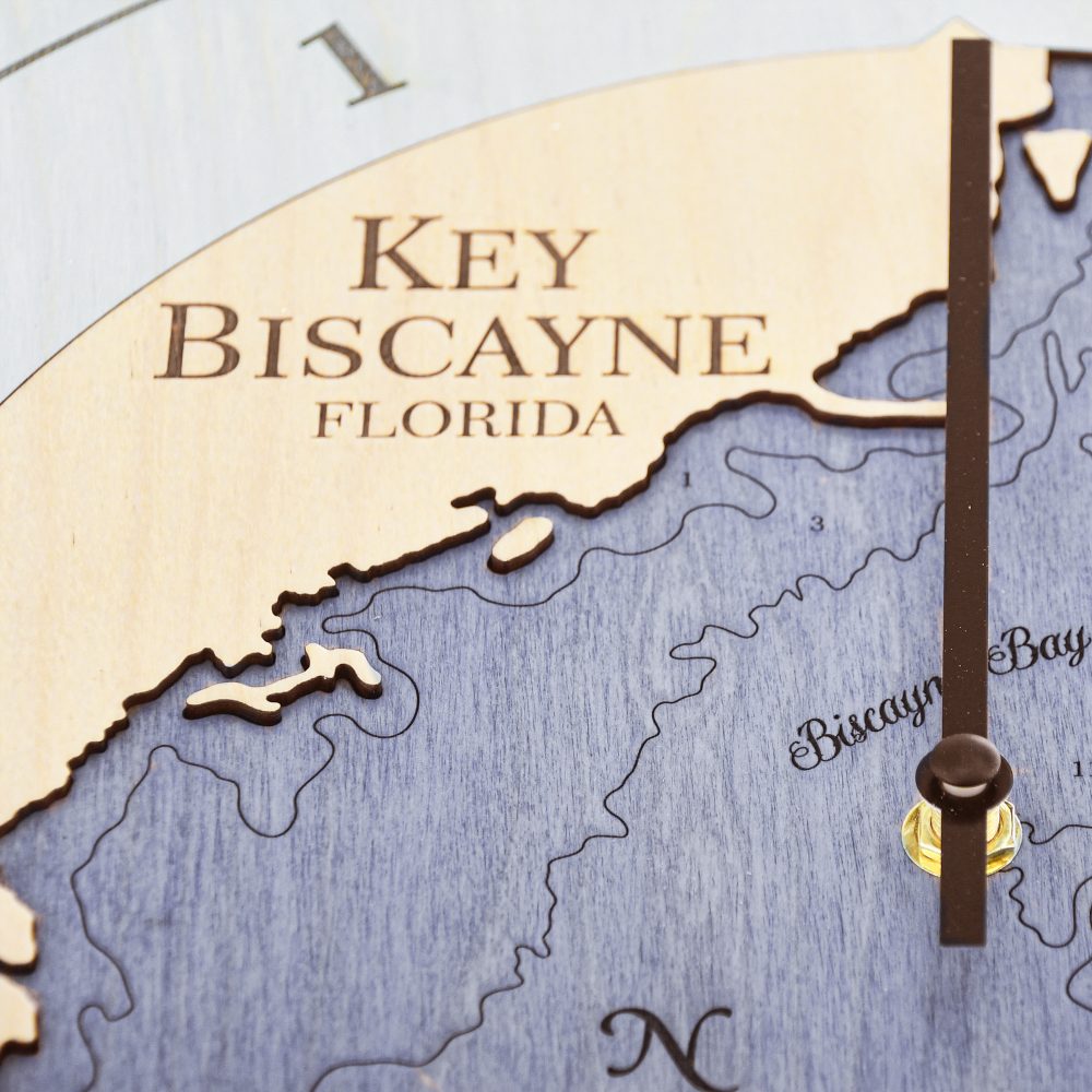 Key Biscayne Tide Clock Bleach Blue Accent with Deep Blue Water Detail Shot 1