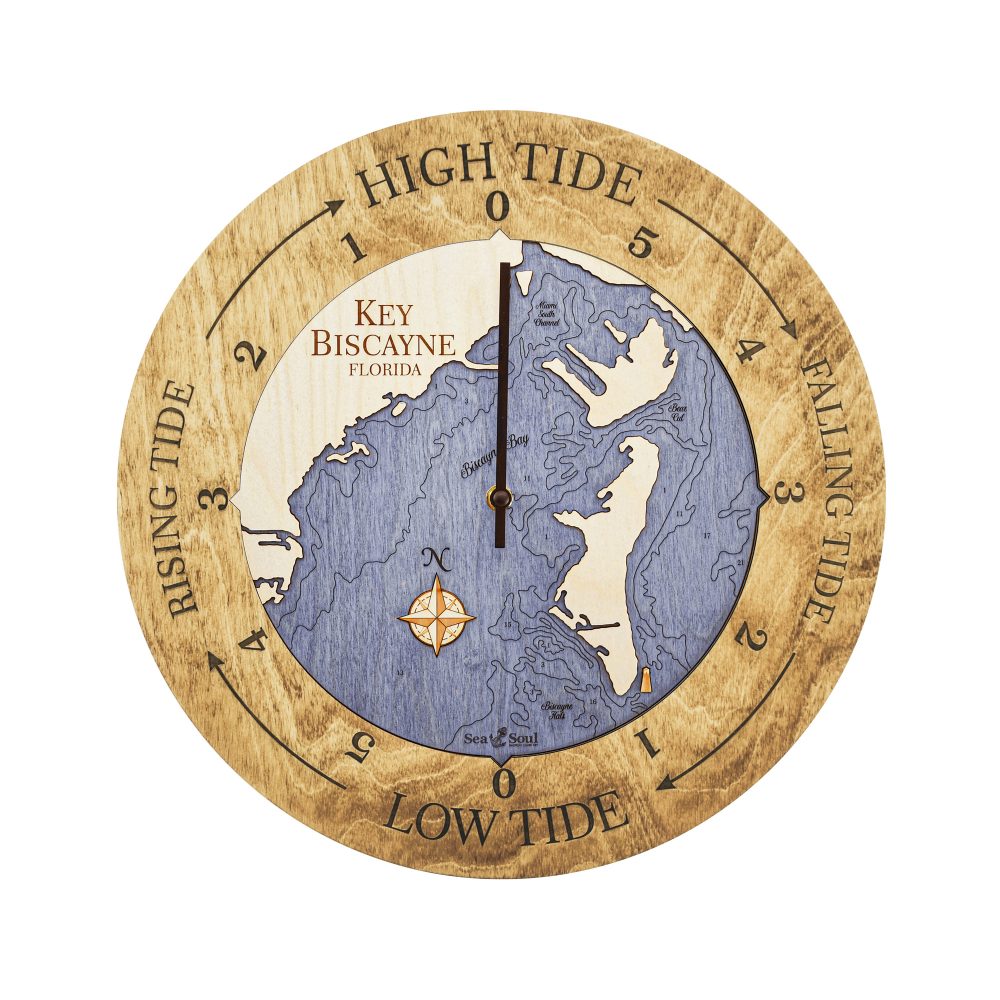 Key Biscayne Tide Clock Honey Accent with Deep Blue Water