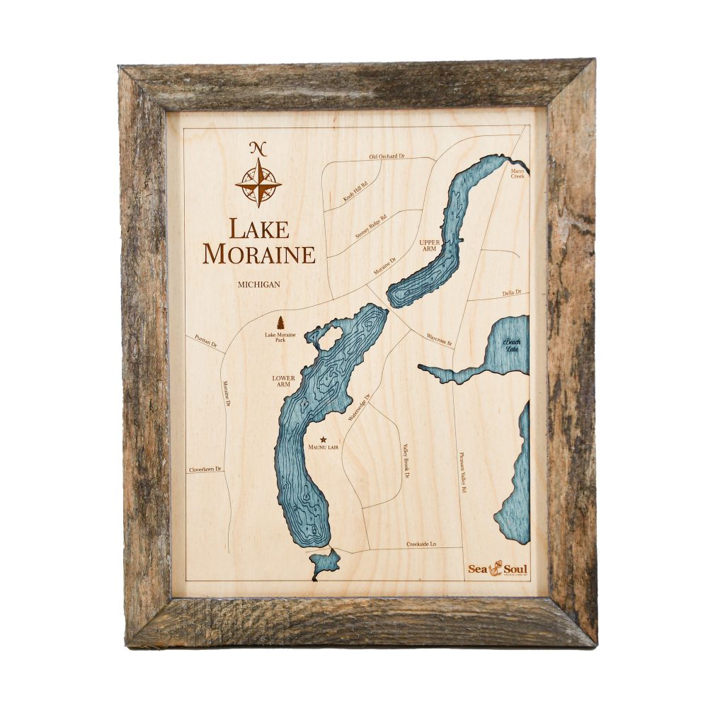 Lake Moraine Wall Art 13x16 Rustic Pine with Blue Green Water
