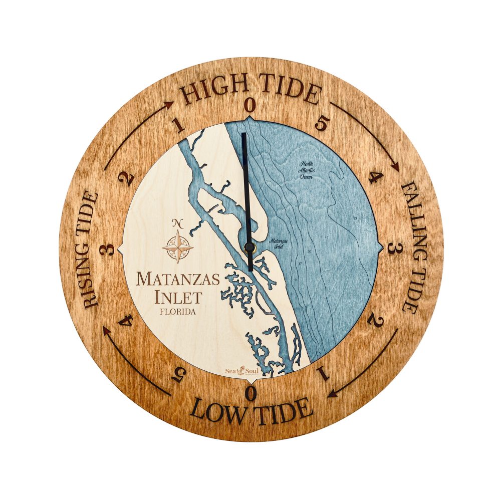 Matanzas Inlet Tide Clock Americana Accent with Blue Green Water