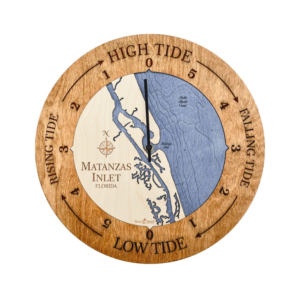 Matanzas Inlet Tide Clock Americana Accent with Deep Blue Water