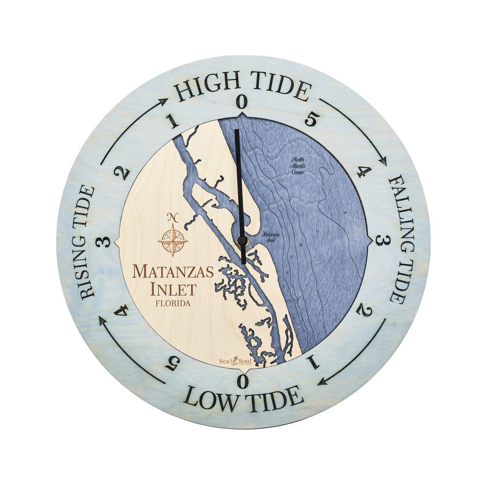 Matanzas Inlet Tide Clock Bleach Blue Accent with Deep Blue Water