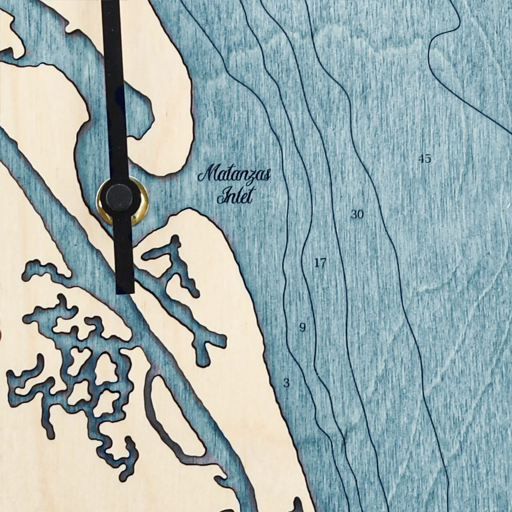 Matanzas Inlet Tide Clock Birch Accent with Blue Green Water Detail Shot 2