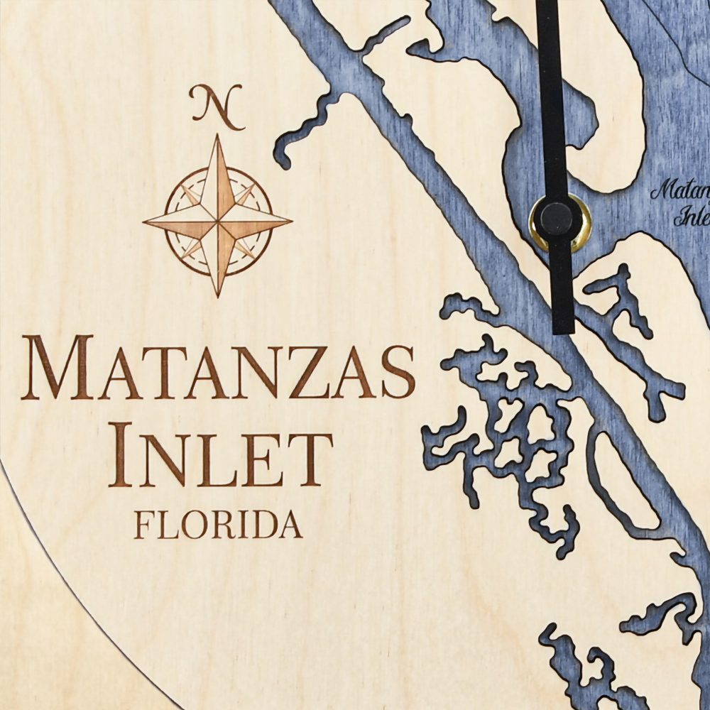 Matanzas Inlet Tide Clock Birch Accent with Deep Blue Water Detail Shot 1
