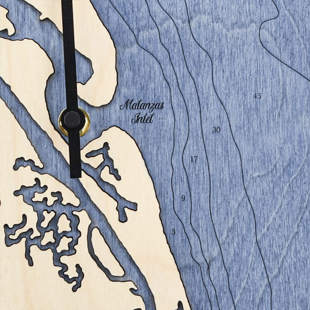 Matanzas Inlet Tide Clock Birch Accent with Deep Blue Water Detail Shot 2