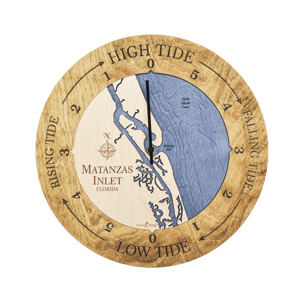 Matanzas Inlet Tide Clock Honey Accent with Deep Blue Water