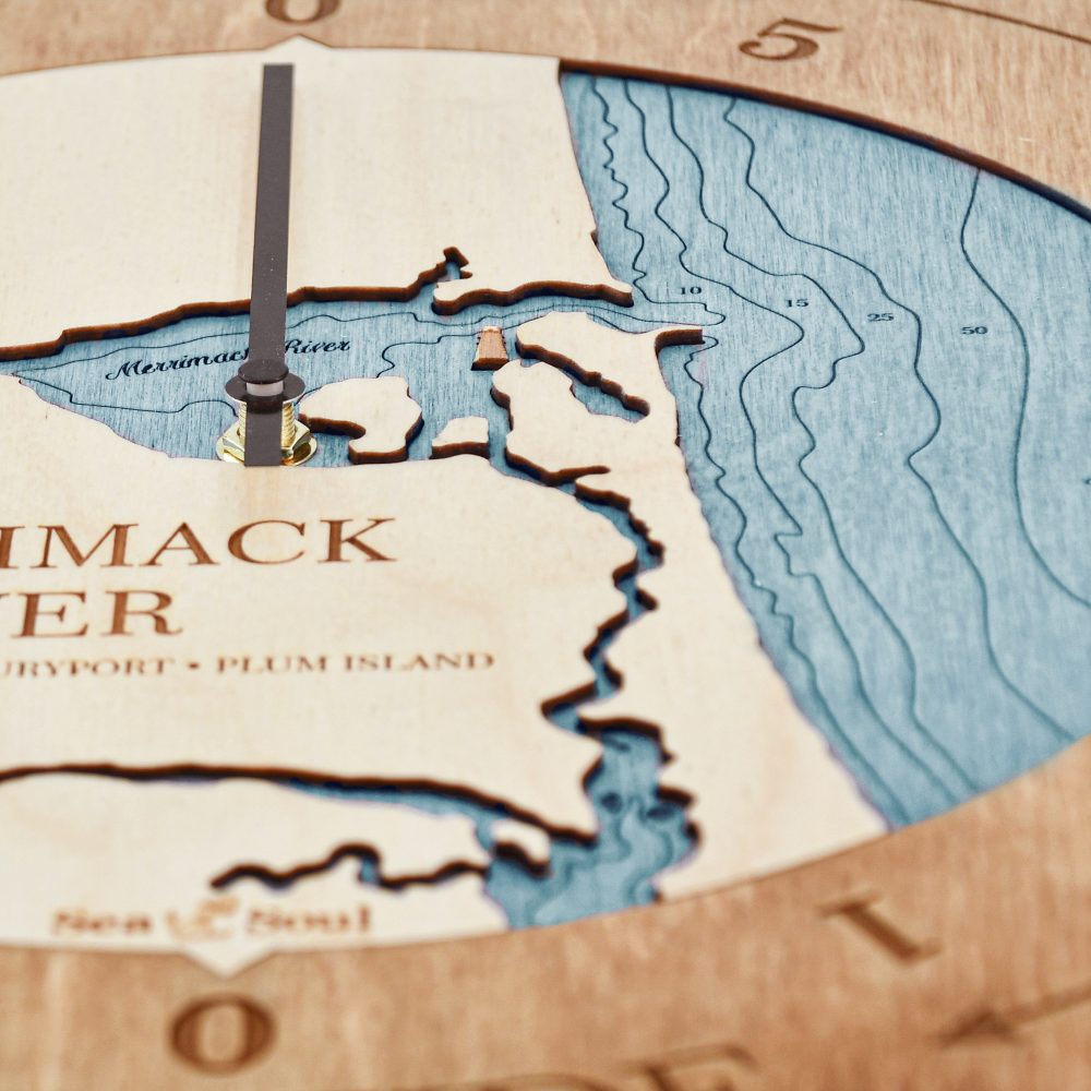 Merrimack River Tide Clock Americana Accent with Blue Green Water Detail Shot 2