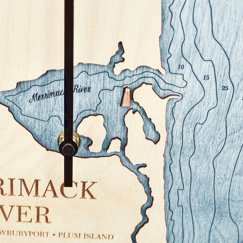 Merrimack River Tide Clock Americana Accent with Blue Green Water Detail Shot 3