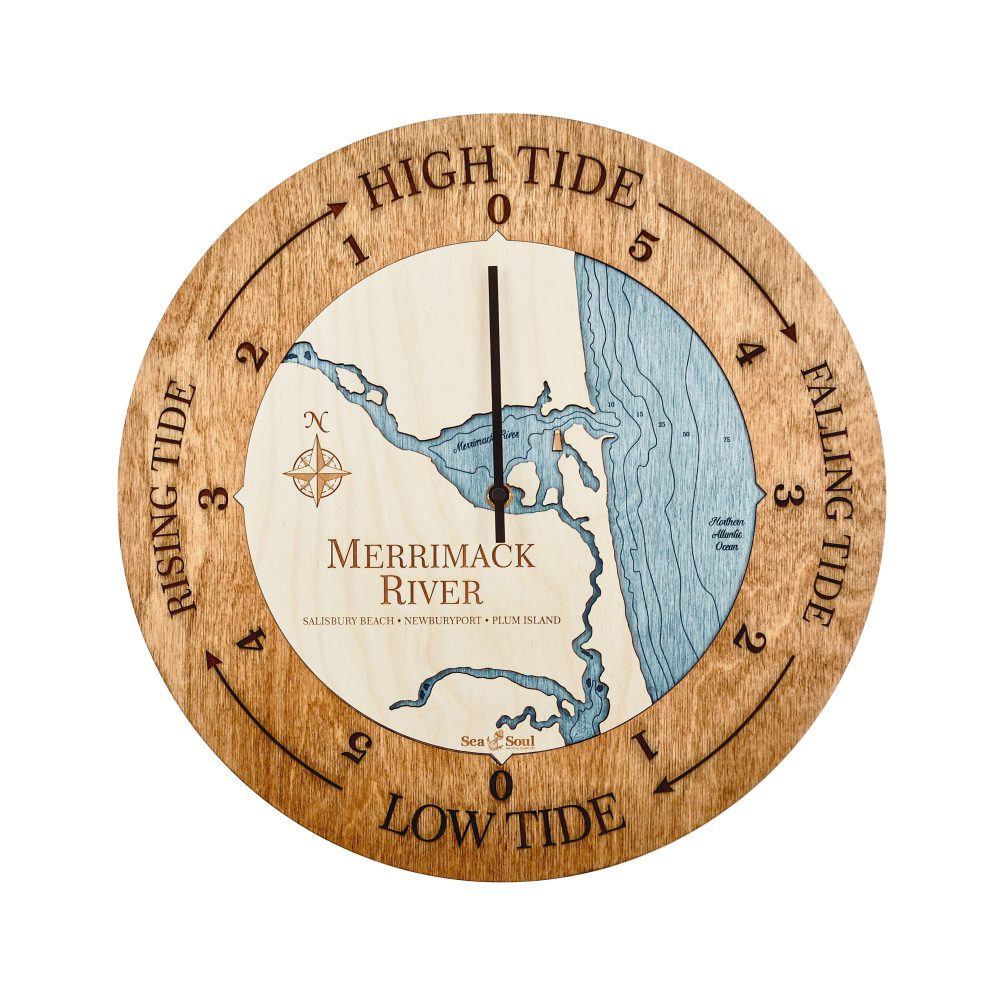 Merrimack River Tide Clock Americana Accent with Blue Green Water
