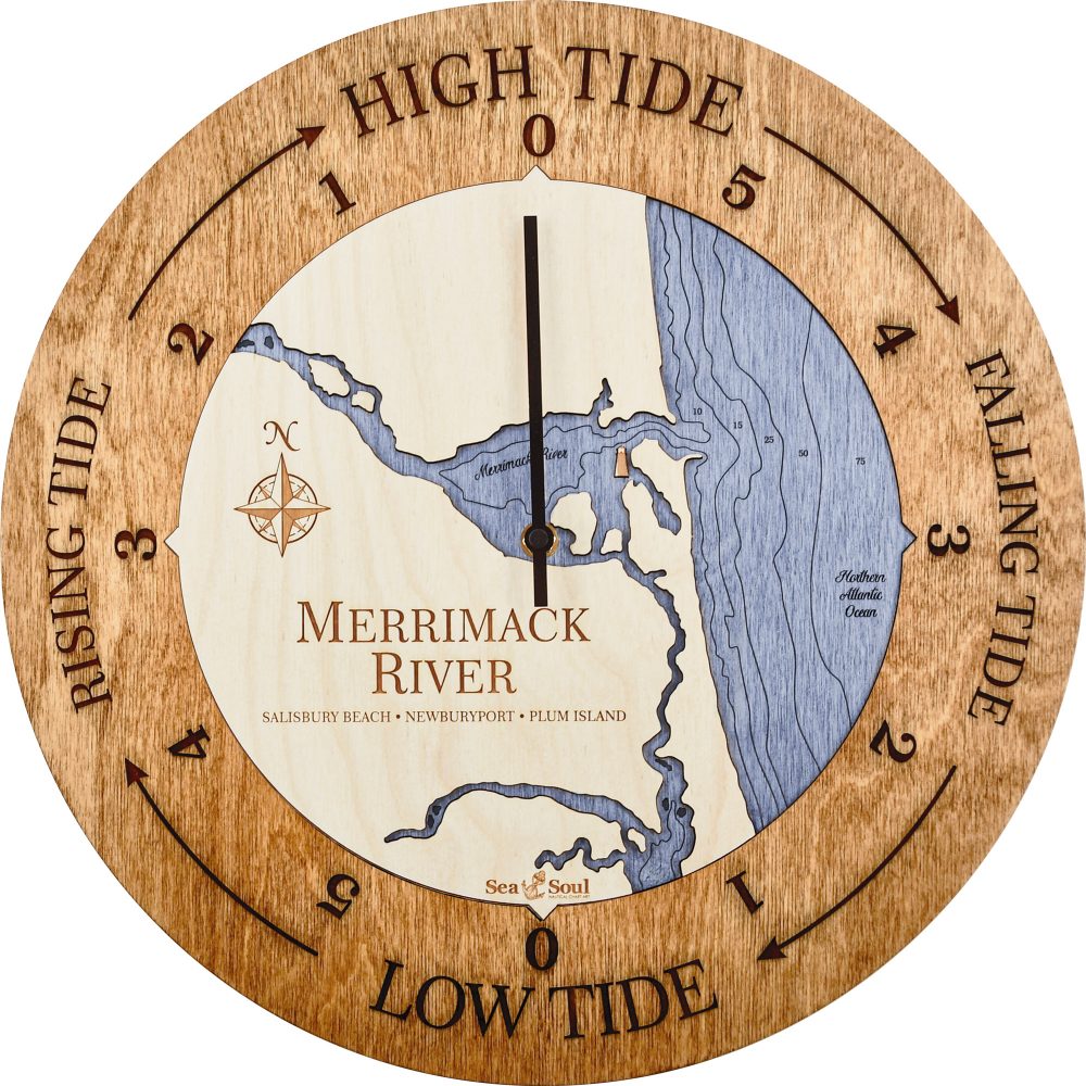 Merrimack River Tide Clock Americana Accent with Deep Blue Water Product Shot