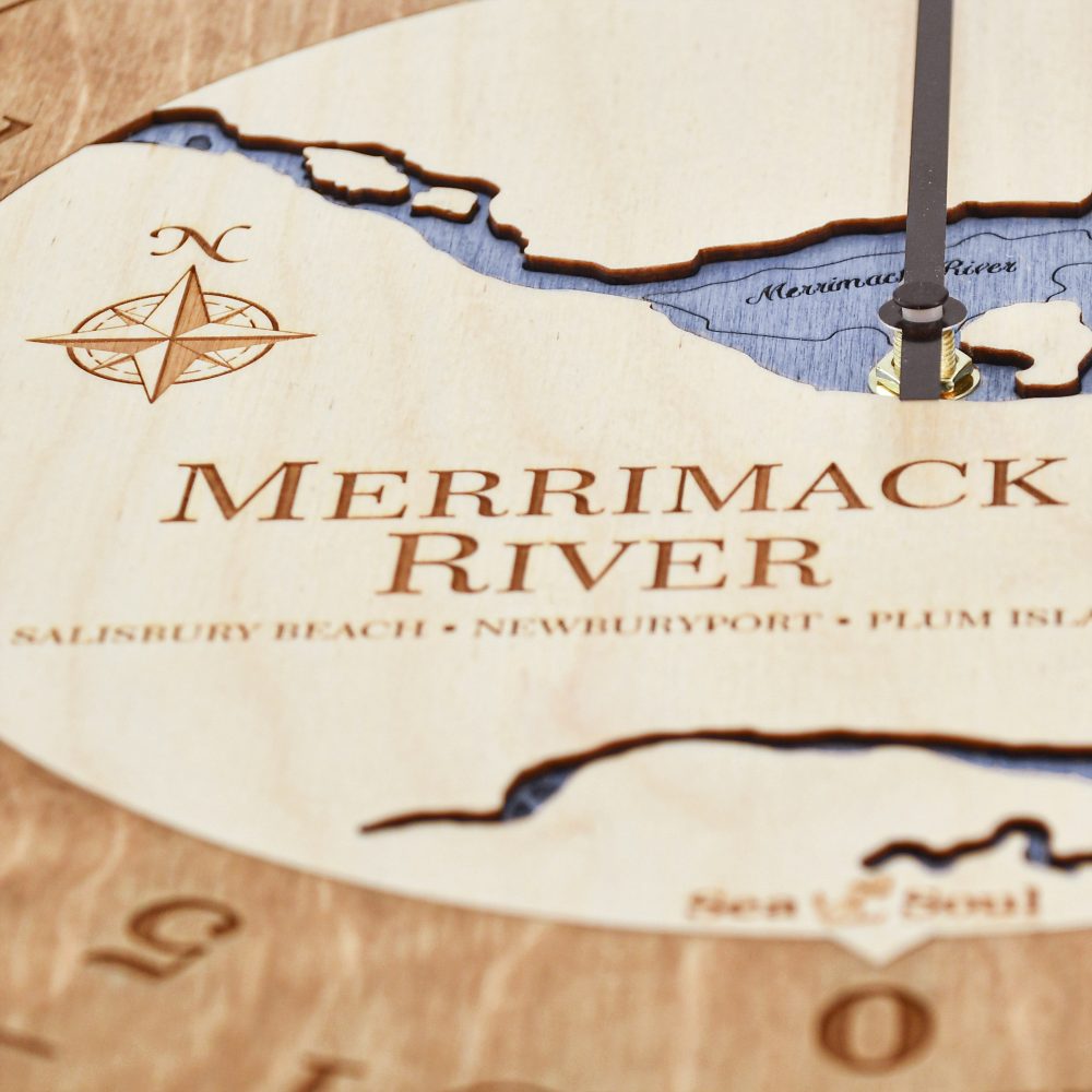 Merrimack River Tide Clock Americana Accent with Deep Blue Water Detail Shot 1