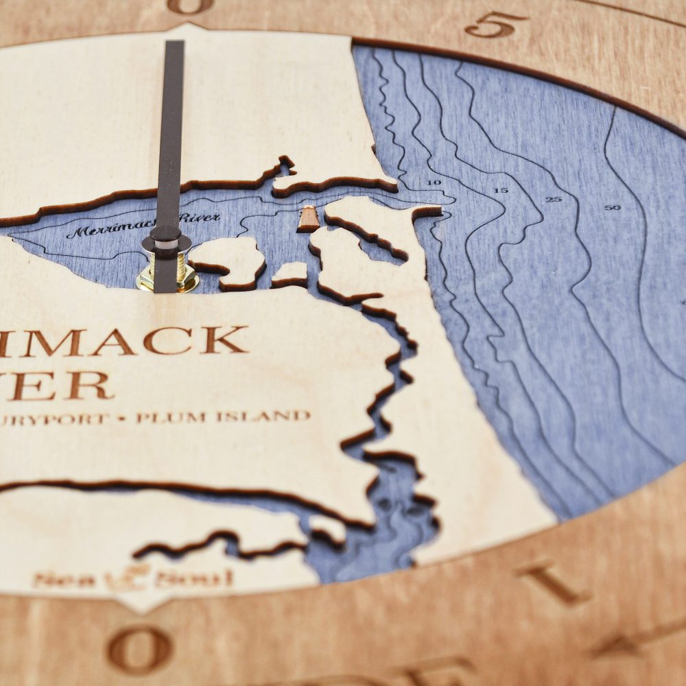Merrimack River Tide Clock Americana Accent with Deep Blue Water Detail Shot 2