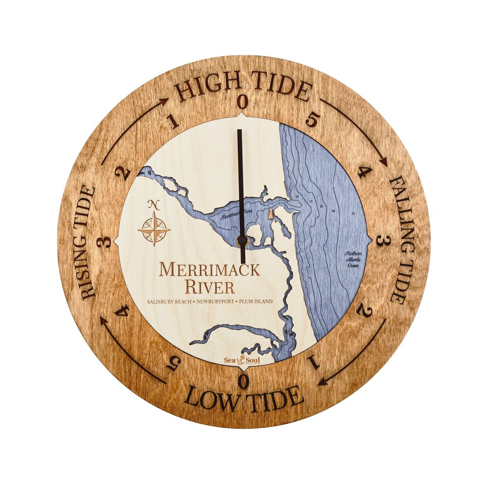 Merrimack River Tide Clock Americana Accent with Deep Blue Water