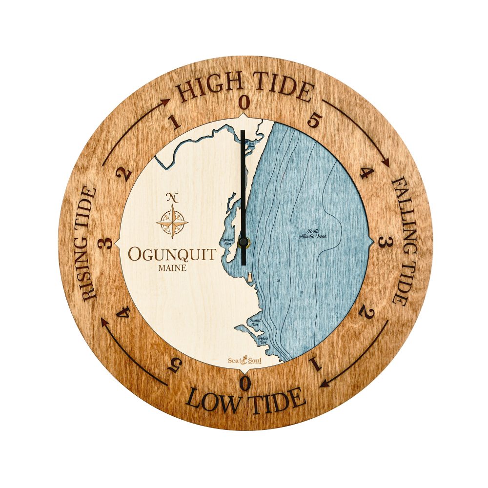 Ogunquit Maine Tide Clock Americana Accent with Blue Green Water
