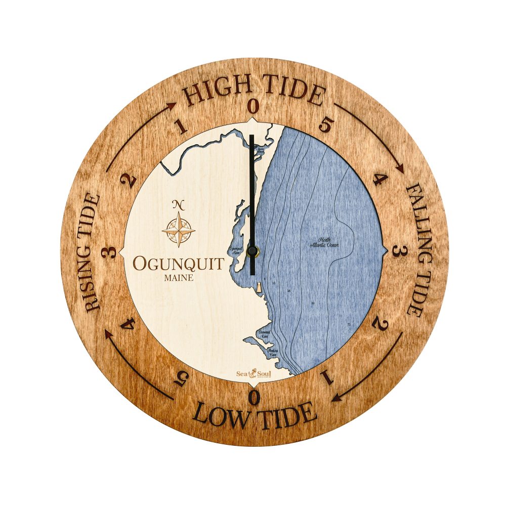 Ogunquit Maine Tide Clock Americana Accent with Deep Blue Water