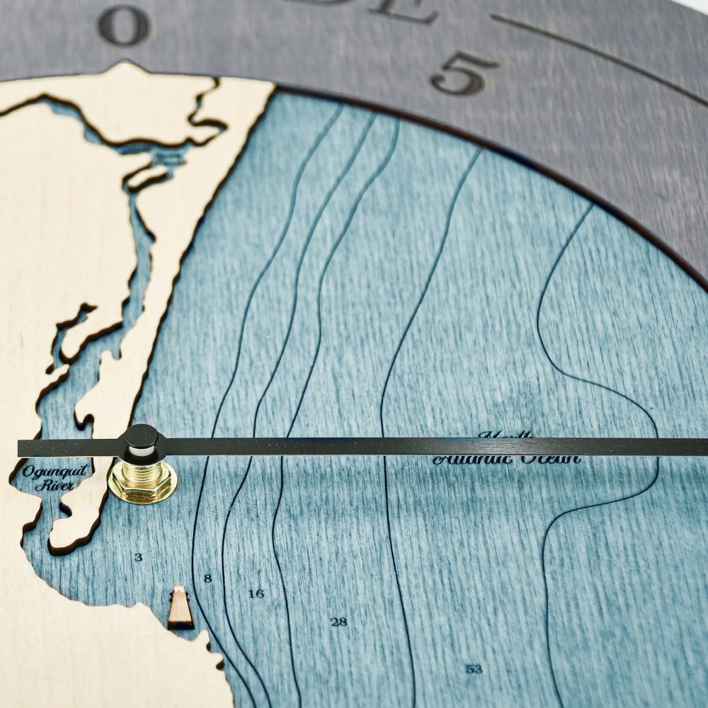 Ogunquit Maine Tide Clock Driftwood Accent with Blue Green Water Detail Shot 1