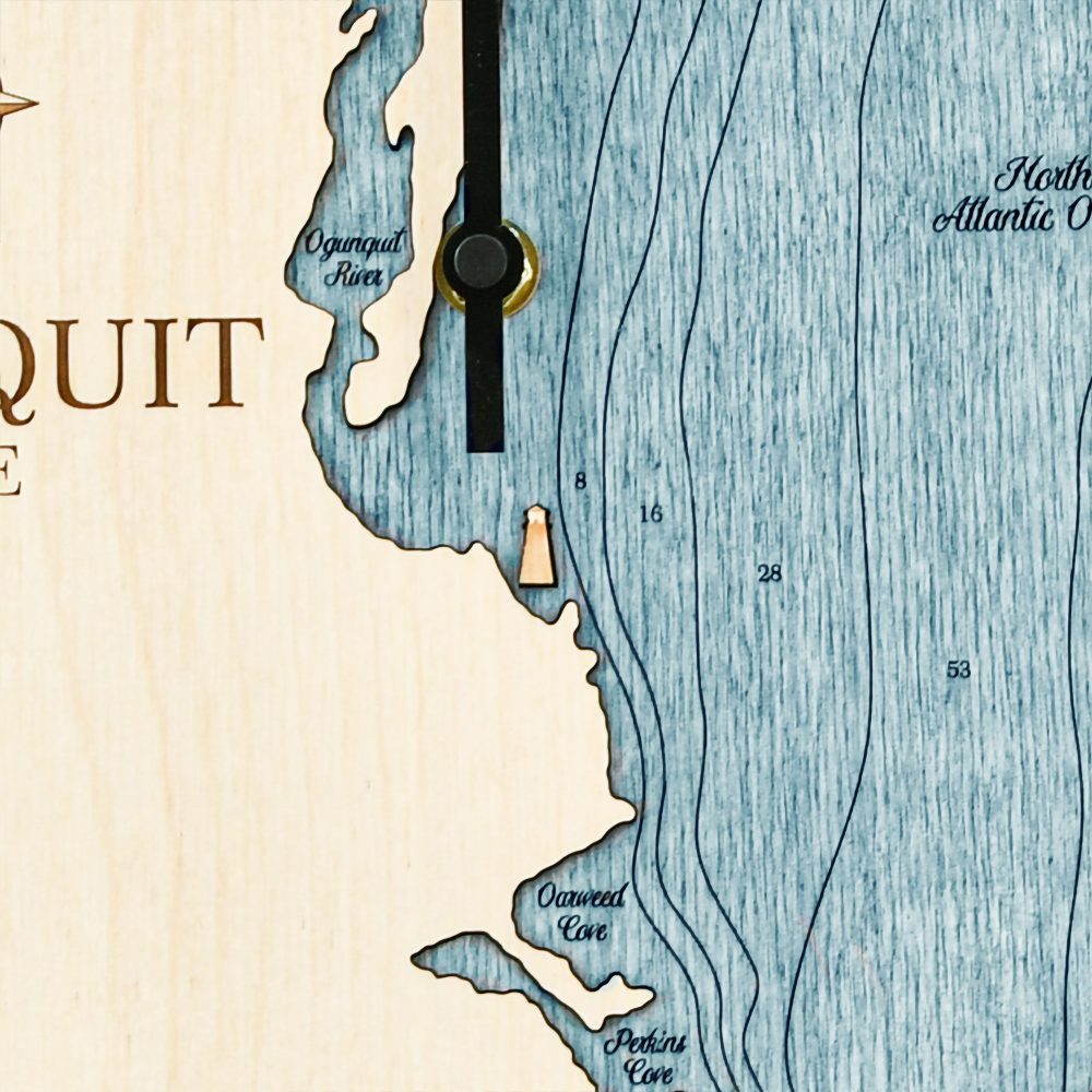 Ogunquit Maine Tide Clock Driftwood Accent with Blue Green Water Detail Shot 2
