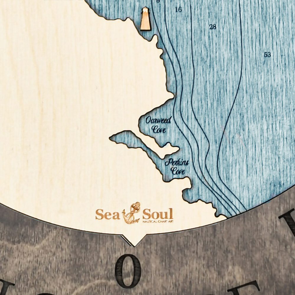 Ogunquit Maine Tide Clock Driftwood Accent with Blue Green Water Detail Shot 3
