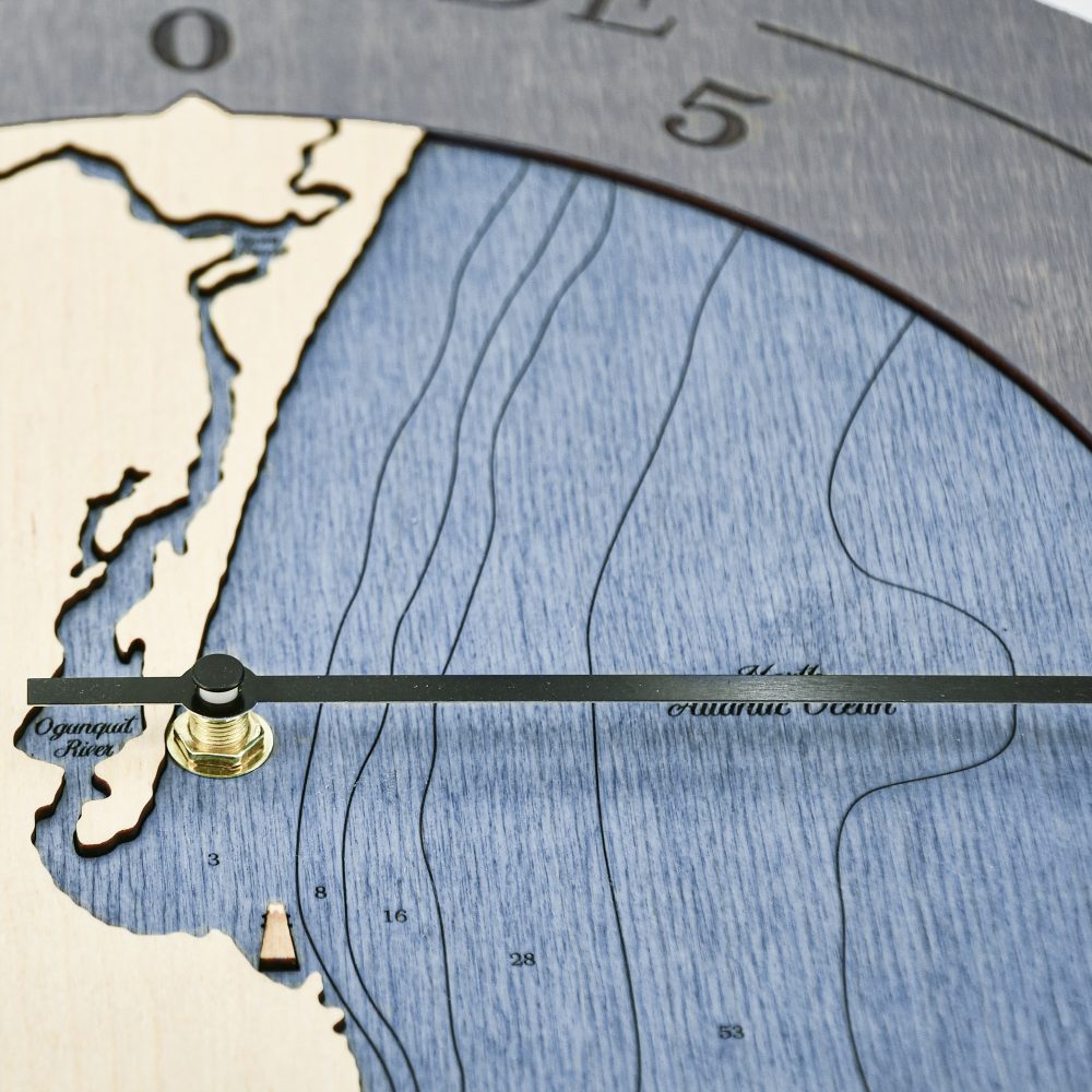 Ogunquit Maine Tide Clock Driftwood Accent with Deep Blue Water Detail Shot 1