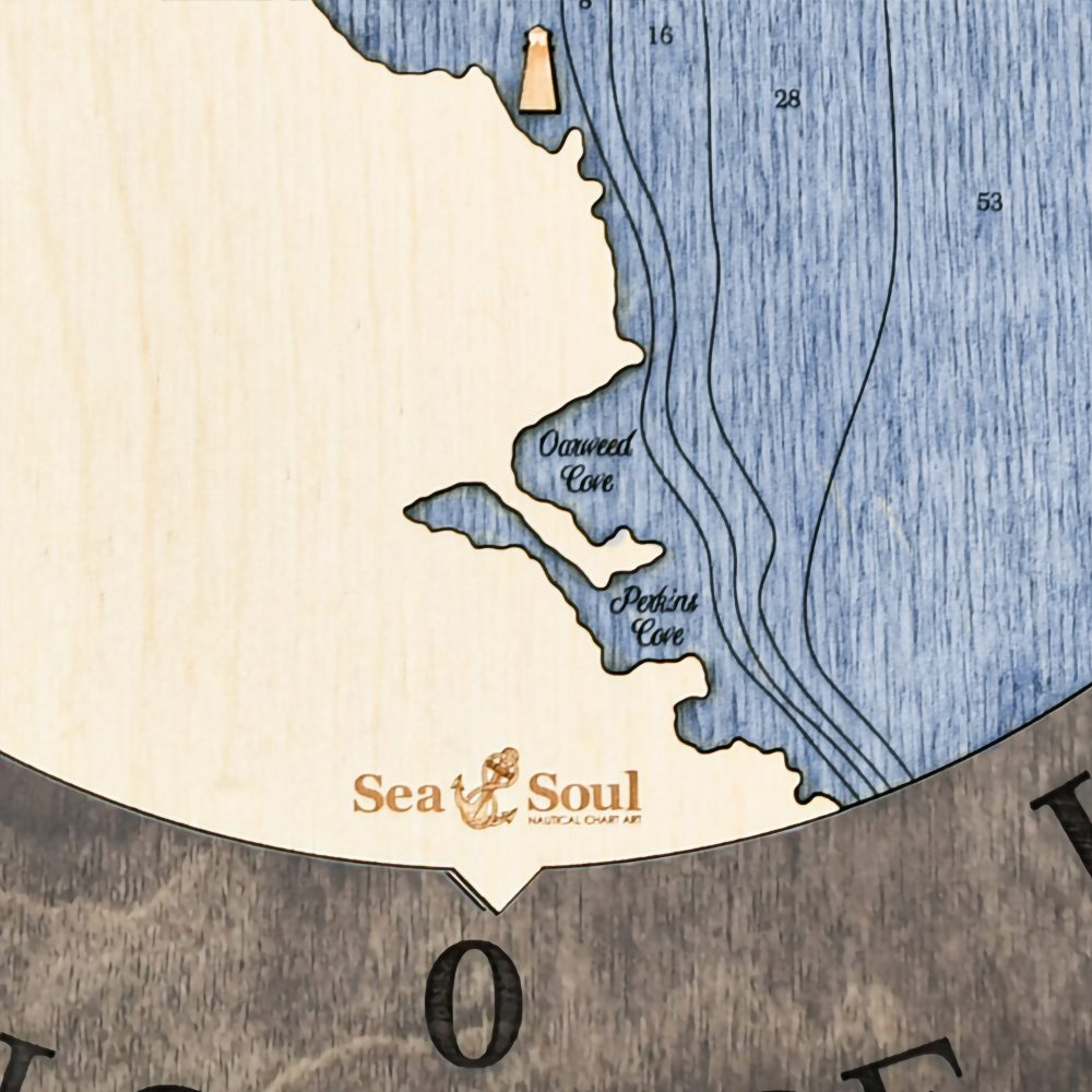 Ogunquit Maine Tide Clock Driftwood Accent with Deep Blue Water Detail Shot 3